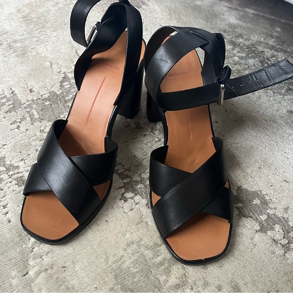 Dolce Vita Black Strappy Heels - Picture 1 of 5